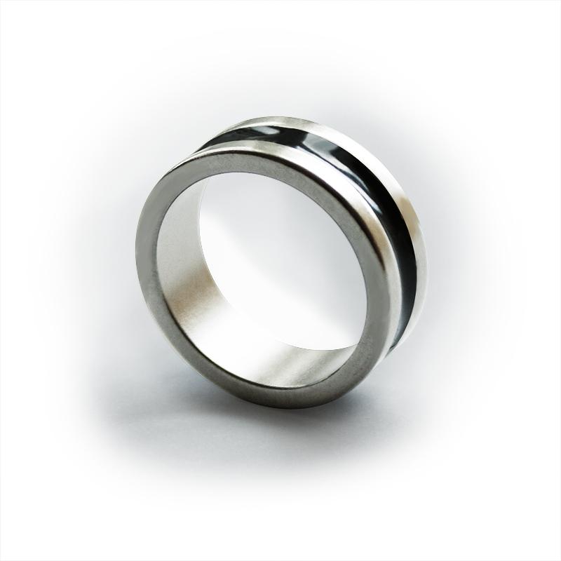 Anello PK - Argentato - Dark line - Diametro 19 mm